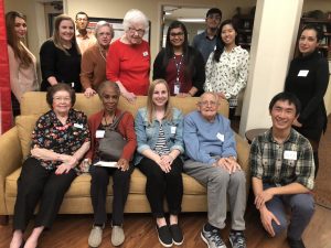 Graduate and undergraduate students with residents of a local retirement home