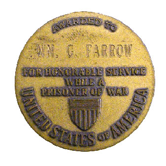 The reverse of the medal bears the engraved name of executed Doolittle Raider William G. Farrow (McDermott Library image)