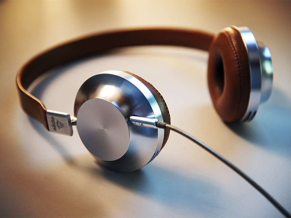 pair of headphones on a desk