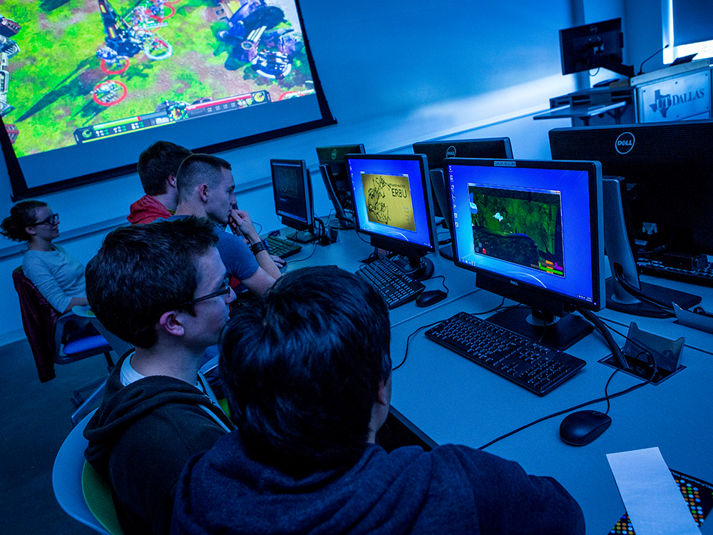 Students gaming at a computer