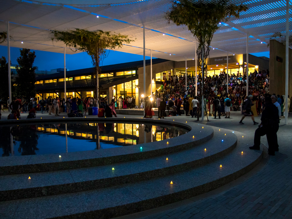 Students celebrate the Festival of Lights at the Plinth